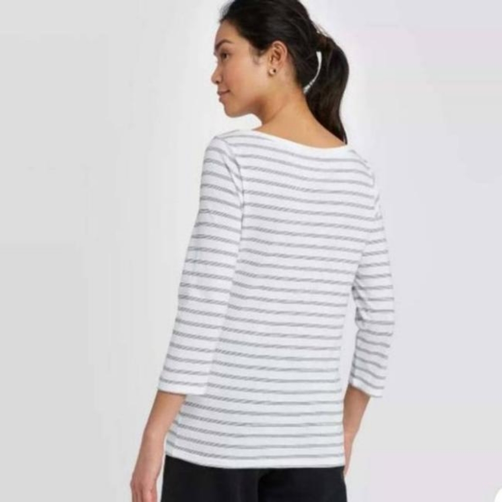 A New Day * Black & White Stripe 3/4 Sleeve Top* NWT * Multiple Sizes * - Picture 2 of 9